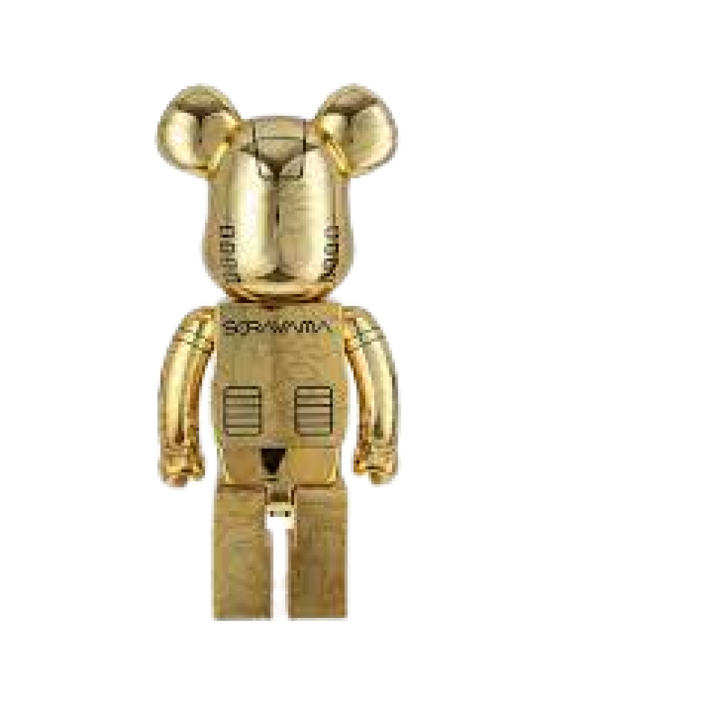 Bearbrick x BAPE x Hajime Sorayama baby milo 1000% gold by